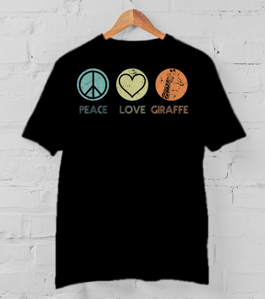 Vintage Peace Love Giraffe T-Shirt