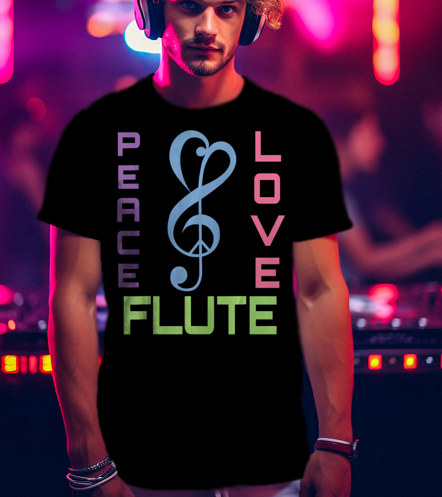 Peace Love Flute Music Clef Harmony T-Shirt