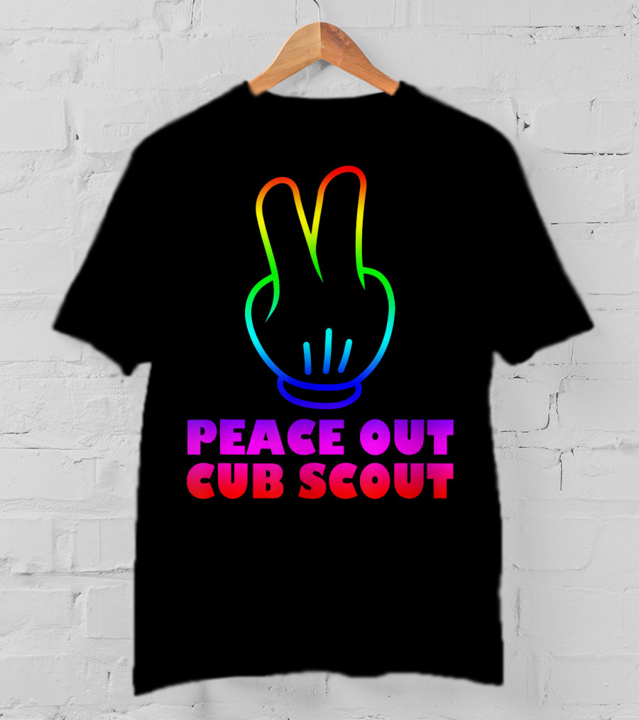 Peace Out Cub Scout Rainbow Hand Gesture T-Shirt