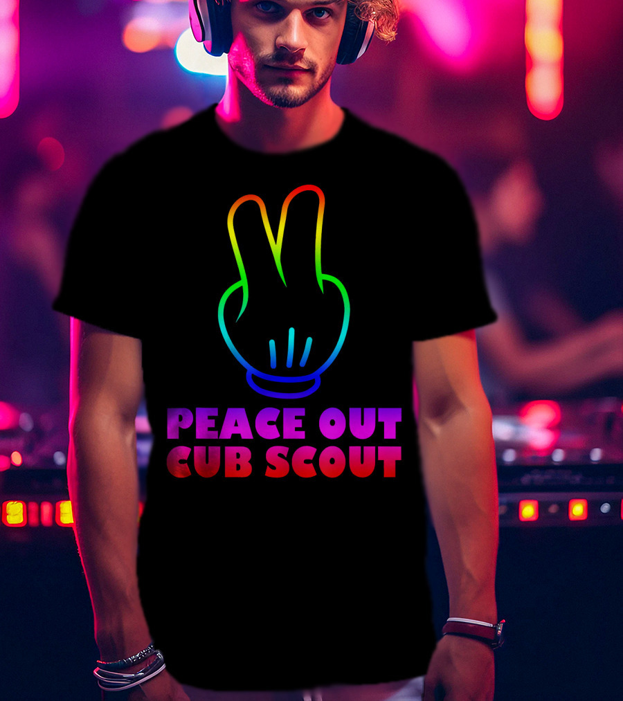 Peace Out Cub Scout Rainbow Hand Gesture T-Shirt