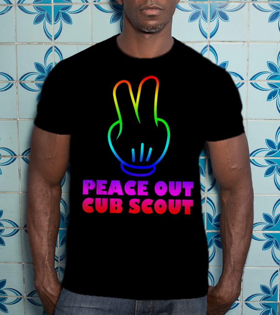 Peace Out Cub Scout Rainbow Hand Gesture T-Shirt