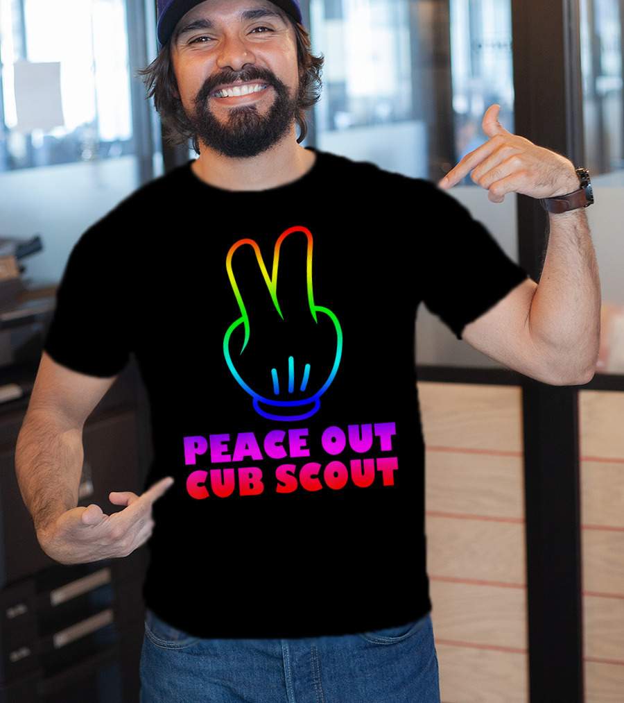Peace Out Cub Scout Rainbow Hand Gesture T-Shirt