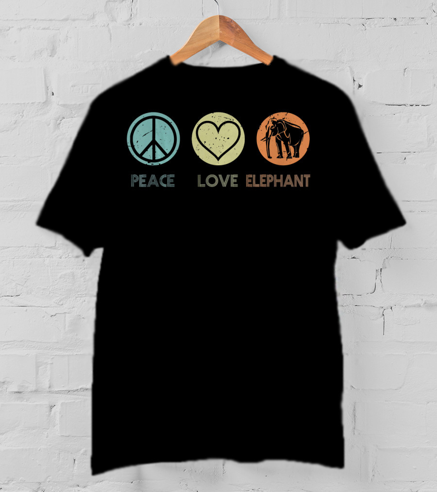 Peace Love Elephant Vintage T-Shirt