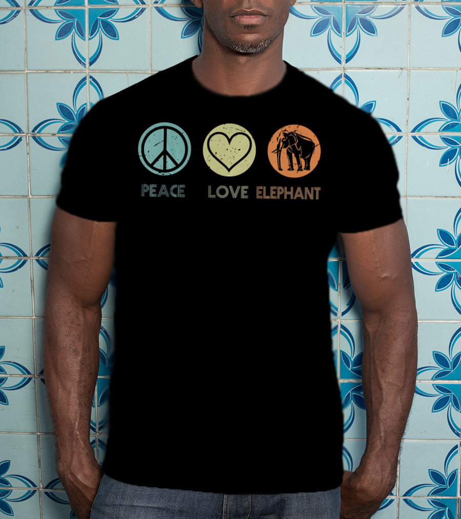 Peace Love Elephant Vintage T-Shirt
