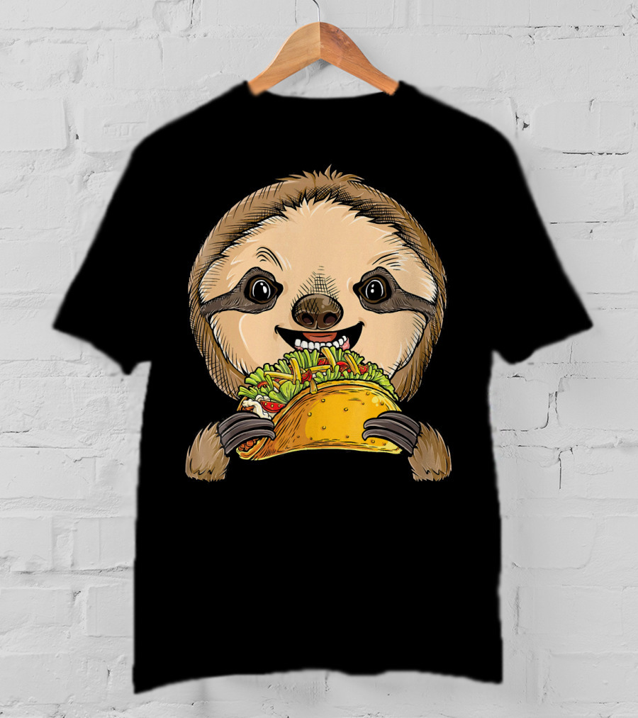 Sloth Taco Animal Tacos Lover Me Cute Sloth Eating Tacos T-Shirt