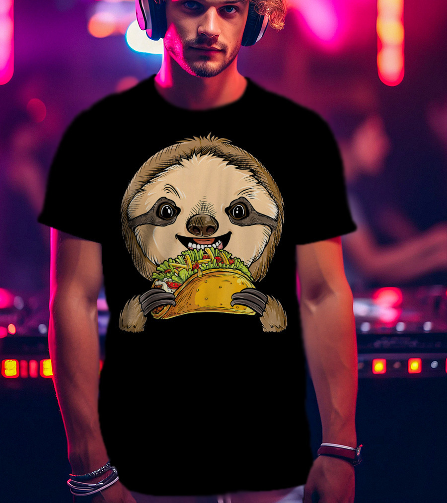 Sloth Taco Animal Tacos Lover Me Cute Sloth Eating Tacos T-Shirt