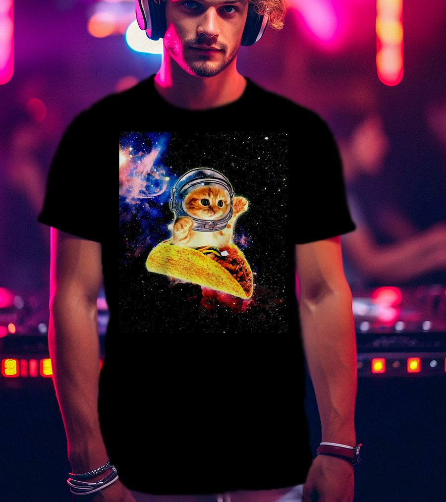 Crazy Space Taco Cat Astronaut Galaxy Adventure T-Shirt