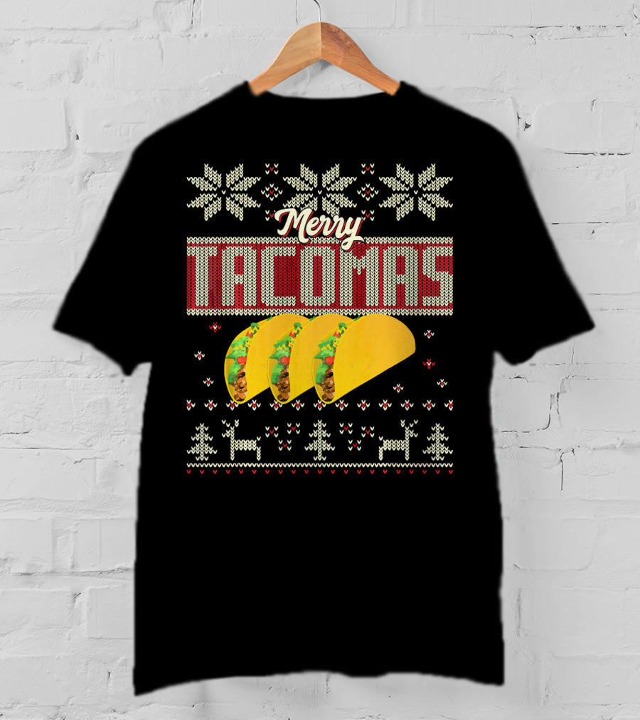 Merry Tacomas Ugly Christmas Sweater Taco Knit T-Shirt