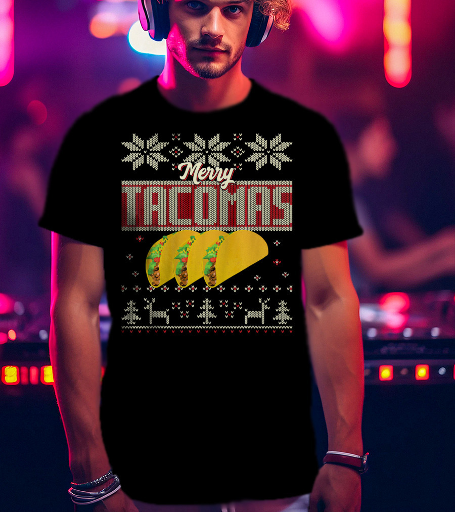Merry Tacomas Ugly Christmas Sweater Taco Knit T-Shirt