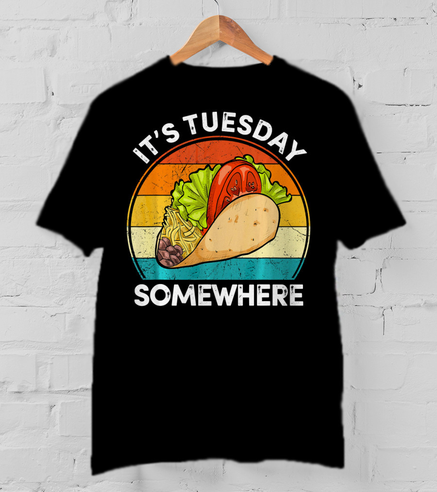 It's Tuesday Somewhere Vintage Taco Retro Stripes T-Shirt