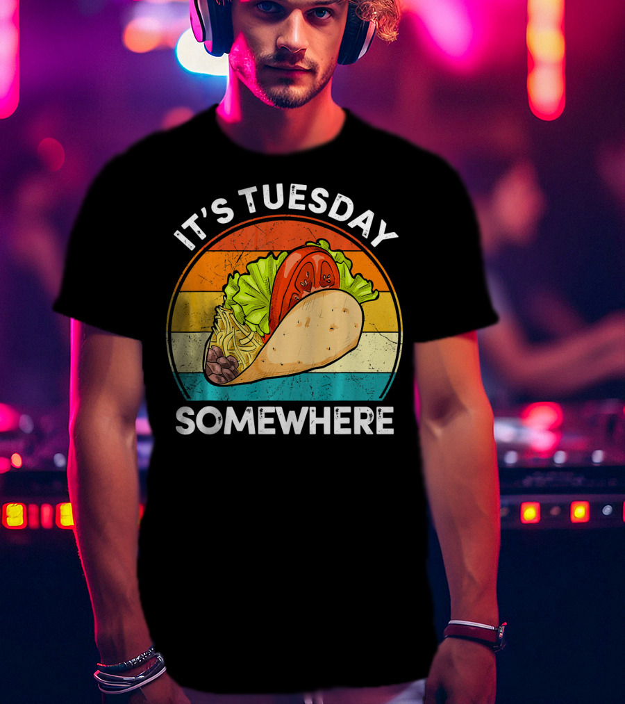 It's Tuesday Somewhere Vintage Taco Retro Stripes T-Shirt