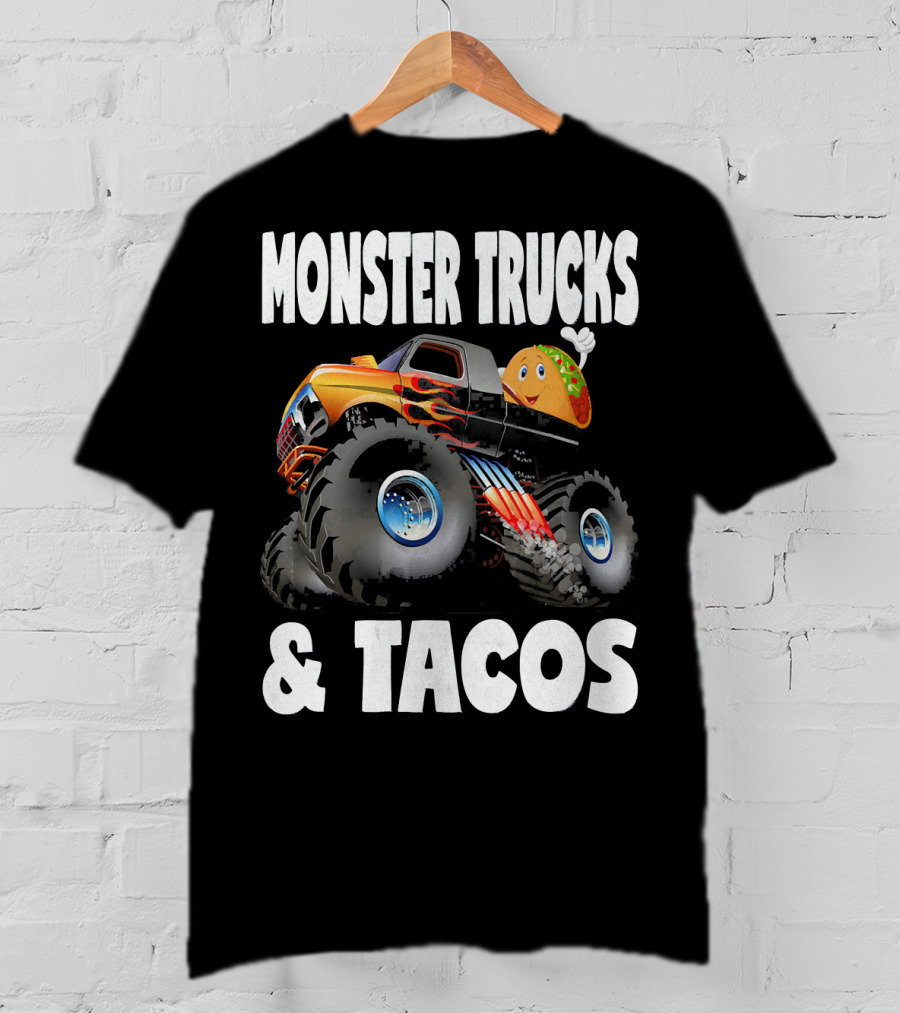 Monster Trucks And Tacos Funny Cute Taco Truck Adventure T-Shirt