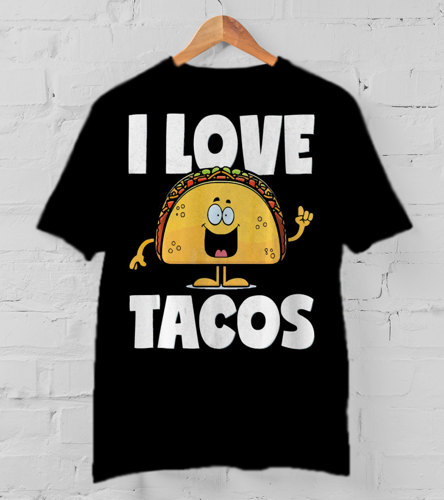 I Love Tacos Funny Vintage Retro Cute Taco Cartoon T-Shirt