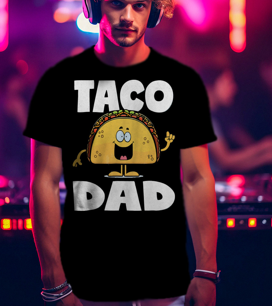 Taco Dad Funny Vintage Tacos Fathers Cartoon T-Shirt
