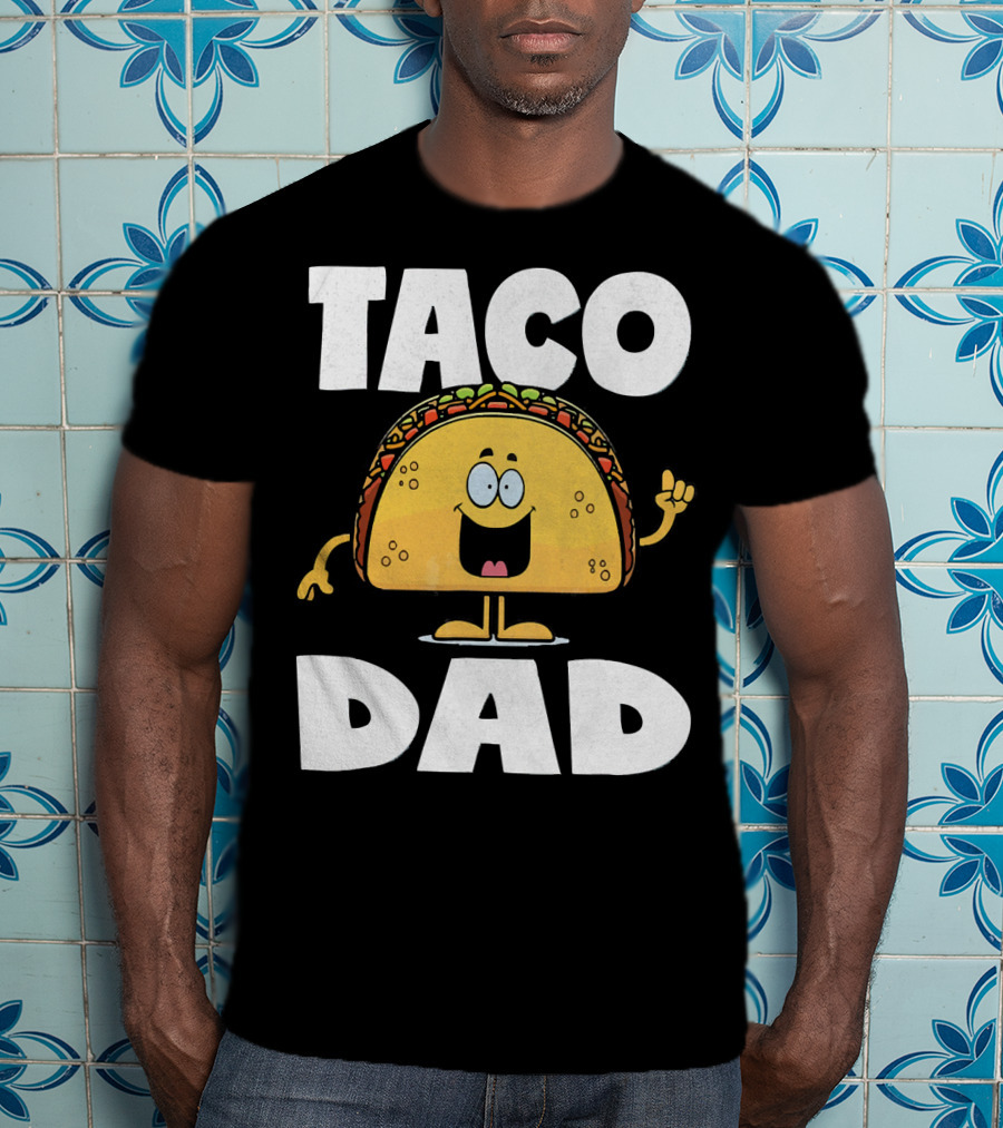 Taco Dad Funny Vintage Tacos Fathers Cartoon T-Shirt