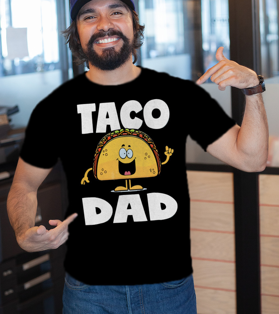 Taco Dad Funny Vintage Tacos Fathers Cartoon T-Shirt