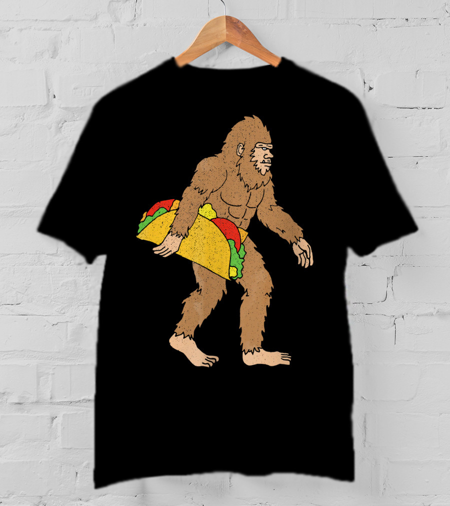 Funny Yetti Big Foot Taco Holding T-Shirt