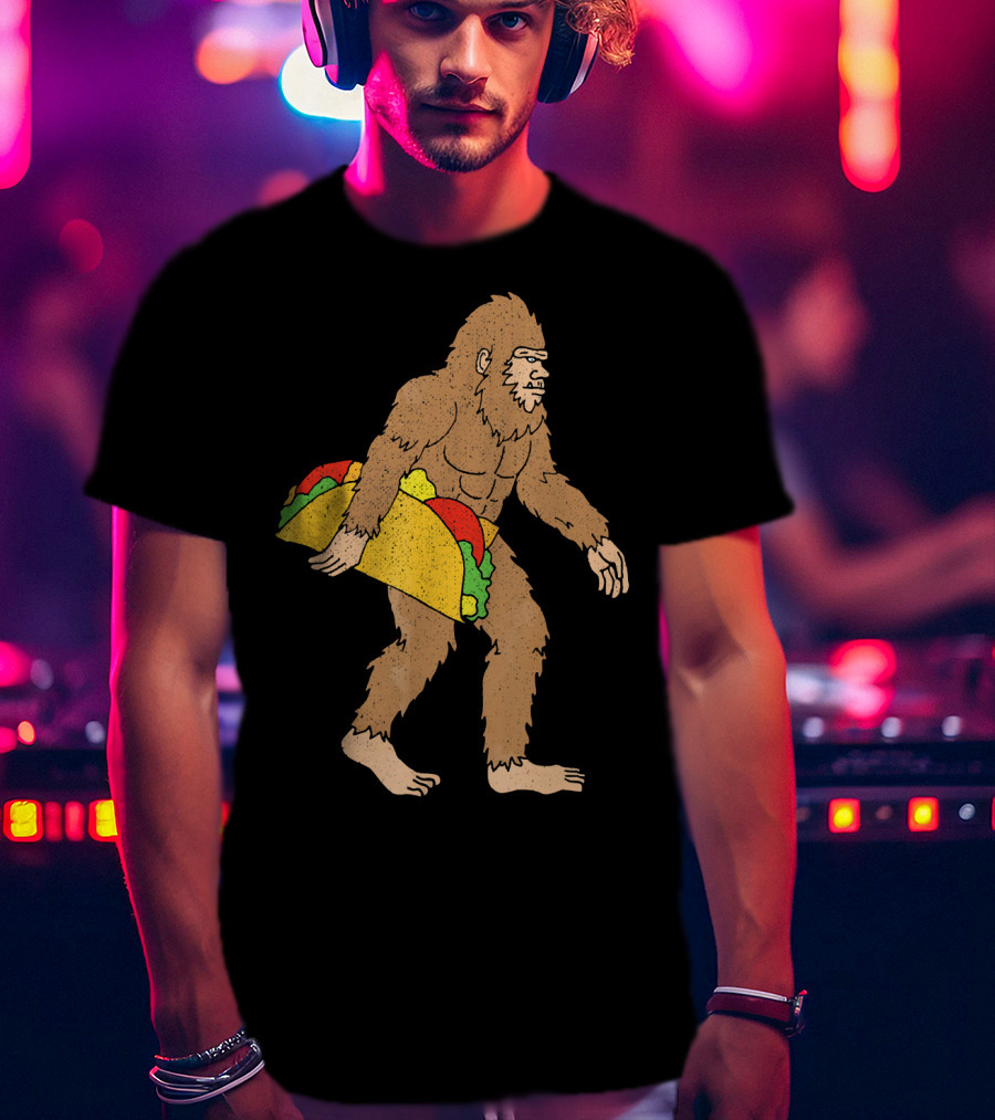Funny Yetti Big Foot Taco Holding T-Shirt