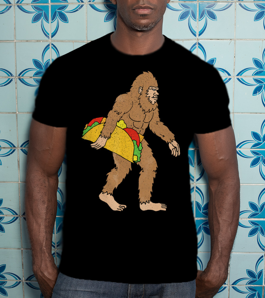 Funny Yetti Big Foot Taco Holding T-Shirt