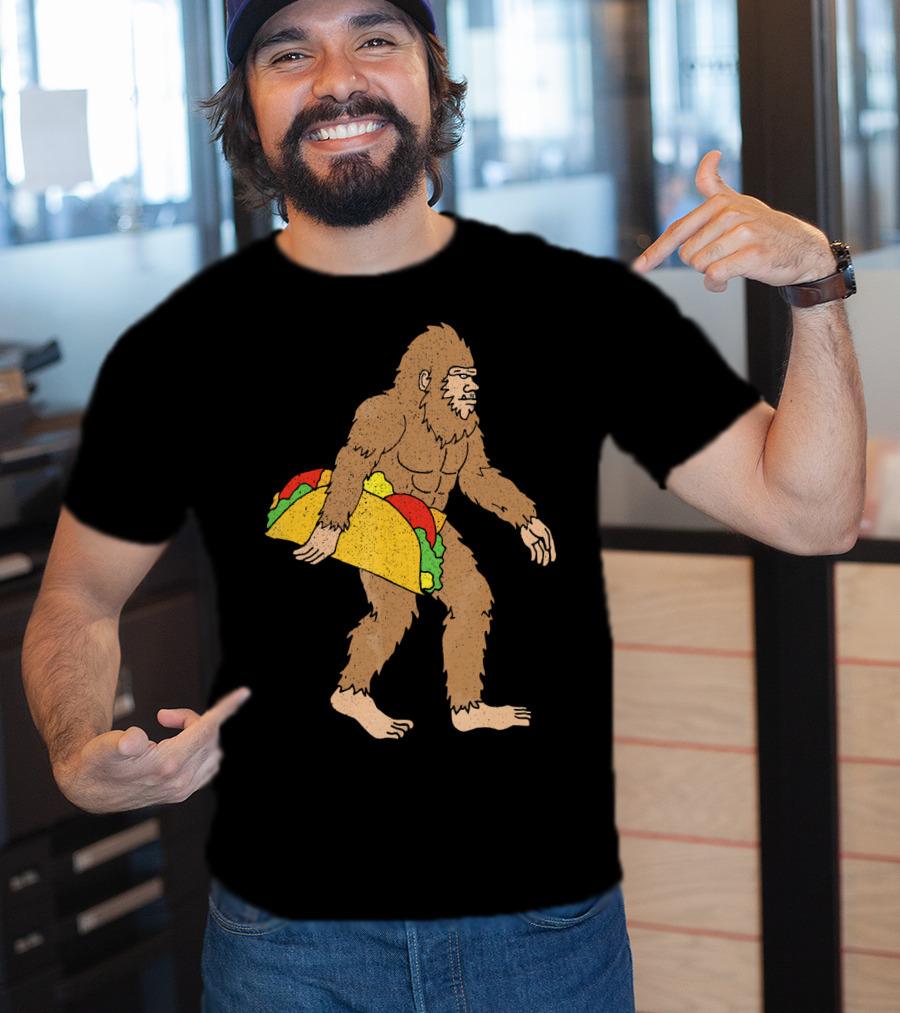 Funny Yetti Big Foot Taco Holding T-Shirt