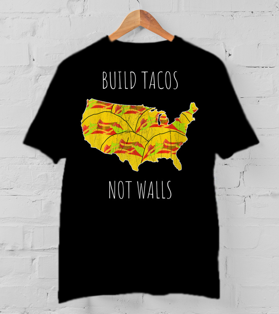 Build Tacos Not Walls USA Map T-Shirt