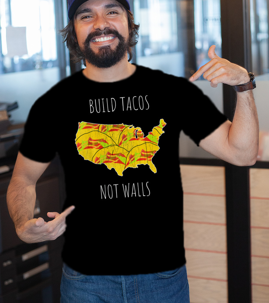 Build Tacos Not Walls USA Map T-Shirt