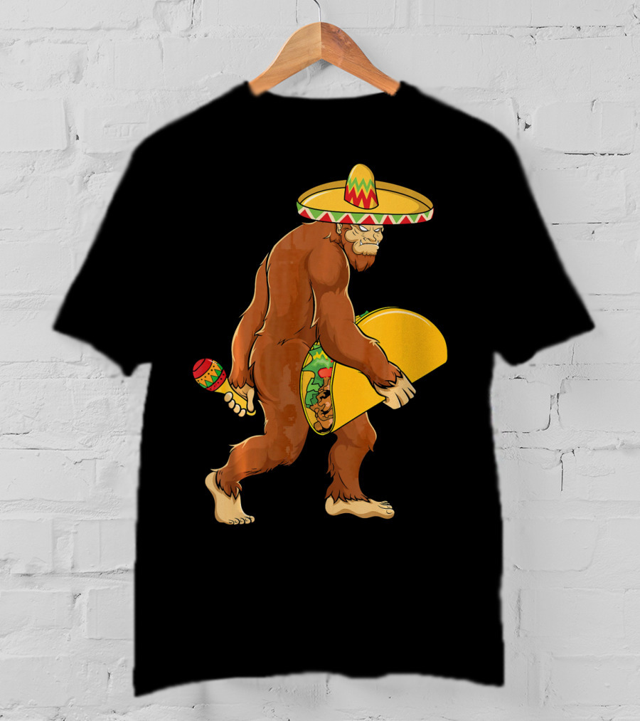 Bigfoot Cinco De Mayo Sombrero Taco Maraca T-Shirt
