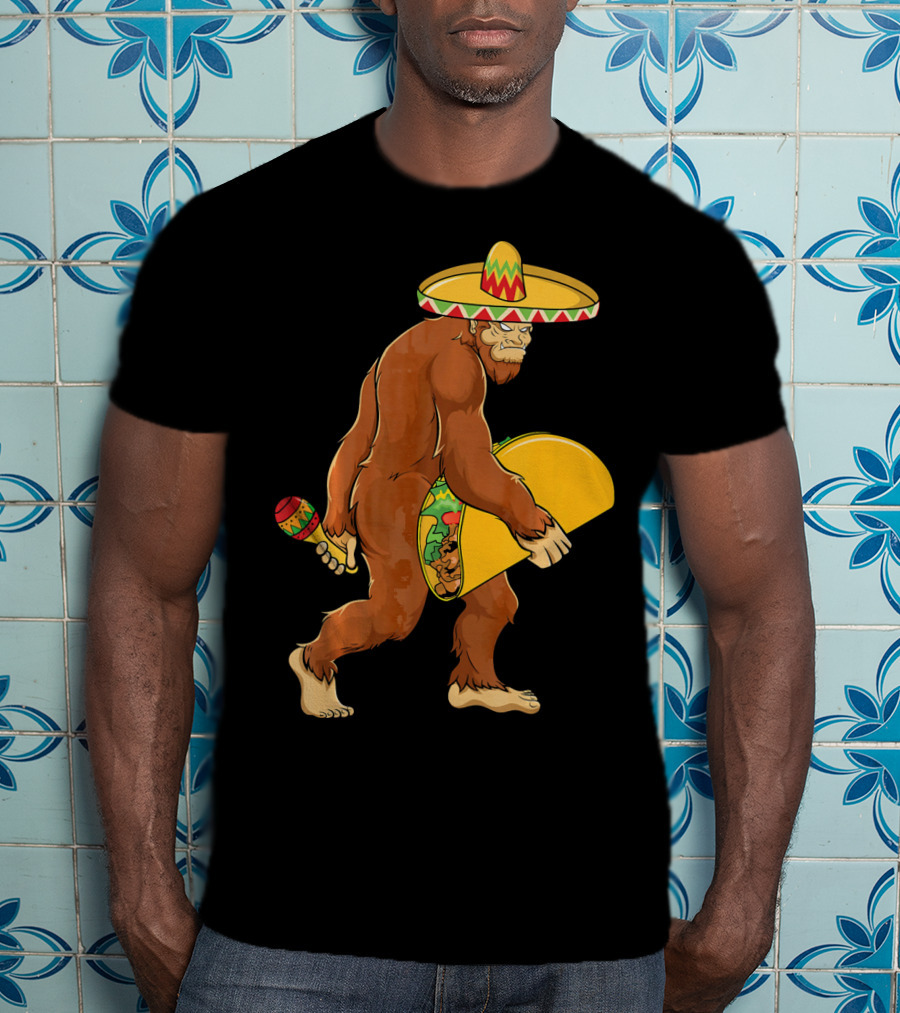 Bigfoot Cinco De Mayo Sombrero Taco Maraca T-Shirt