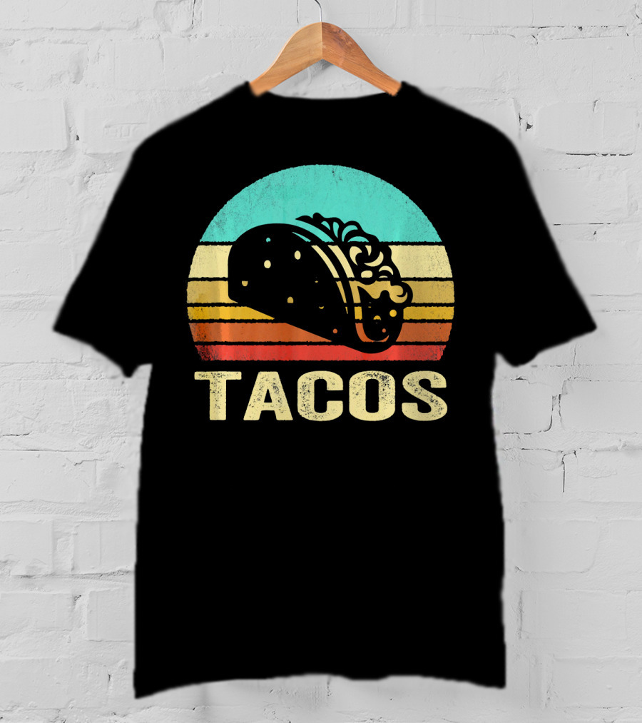 Vintage Tacos Retro Sunset Stripes T-Shirt