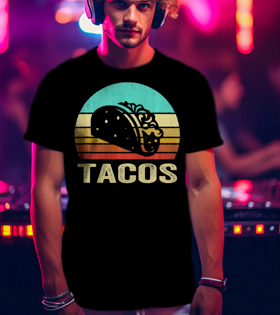 Vintage Tacos Retro Sunset Stripes T-Shirt