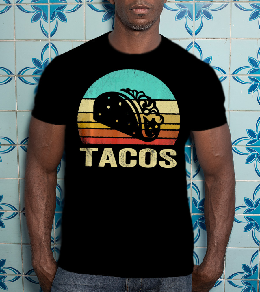 Vintage Tacos Retro Sunset Stripes T-Shirt