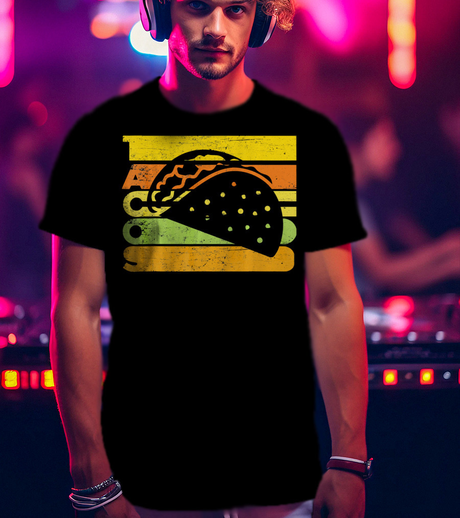 Vintage Retro Style Tacos Funny Ta Stripes Taco T-Shirt