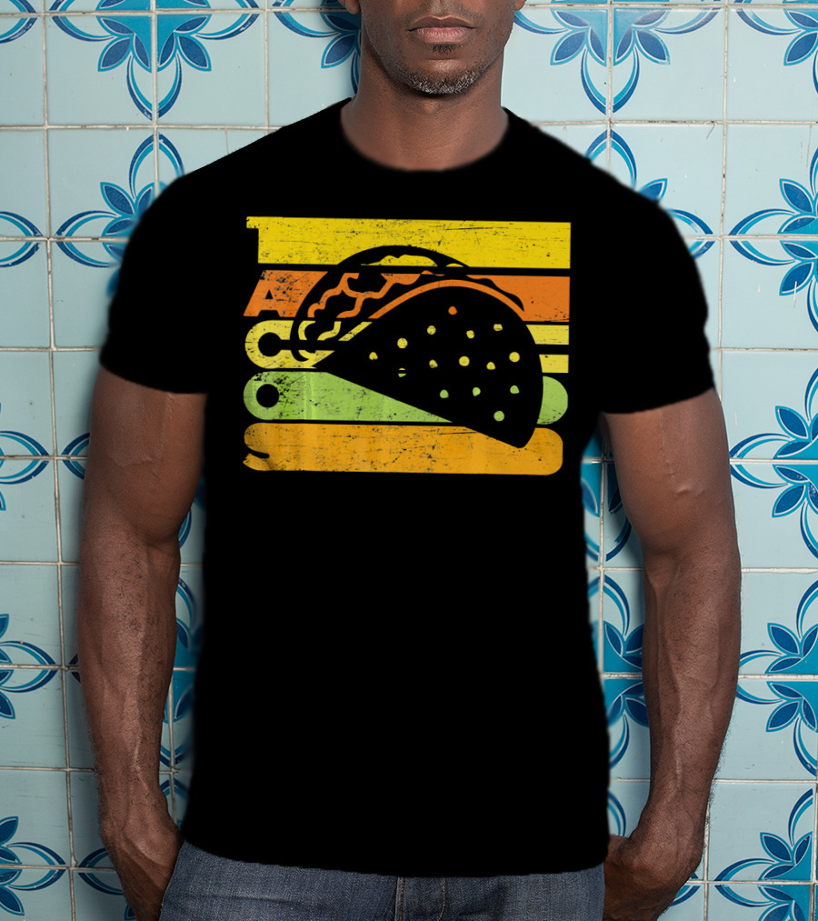 Vintage Retro Style Tacos Funny Ta Stripes Taco T-Shirt