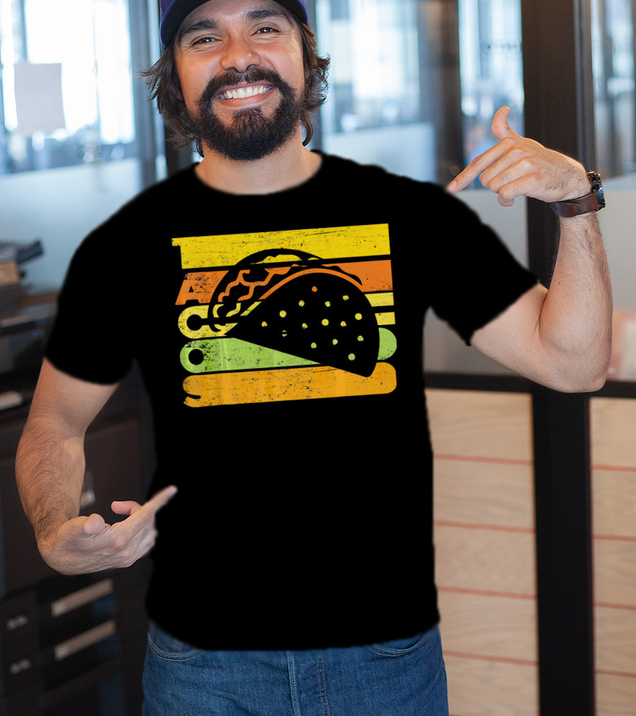 Vintage Retro Style Tacos Funny Ta Stripes Taco T-Shirt