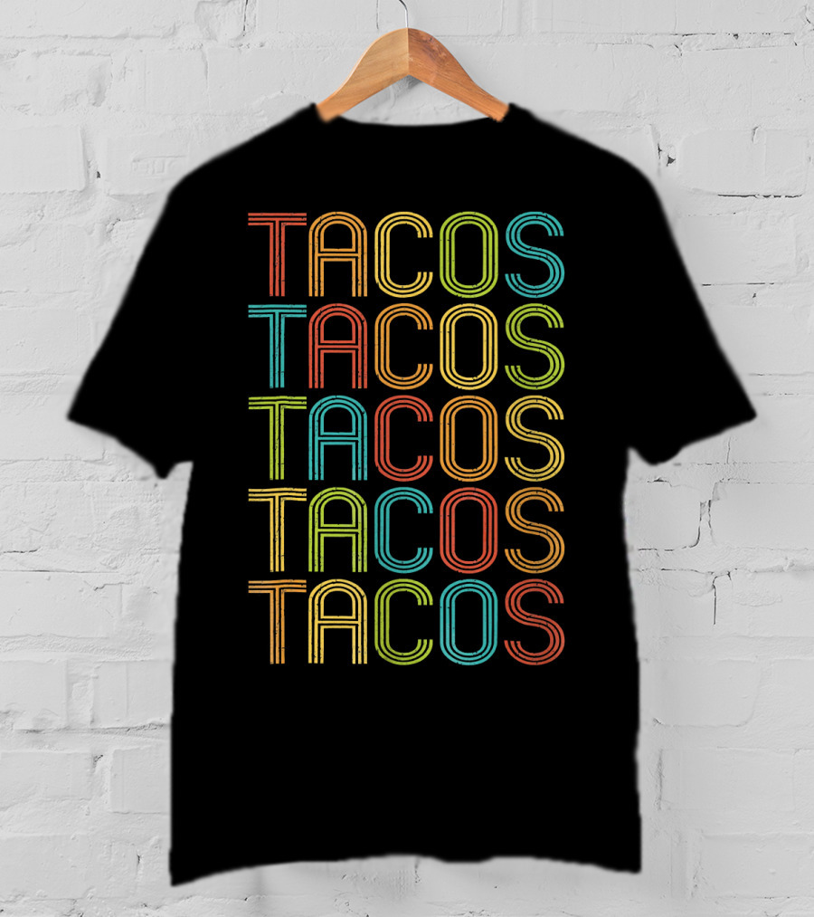 Vintage TACOS Rainbow Retro 70s T-Shirt