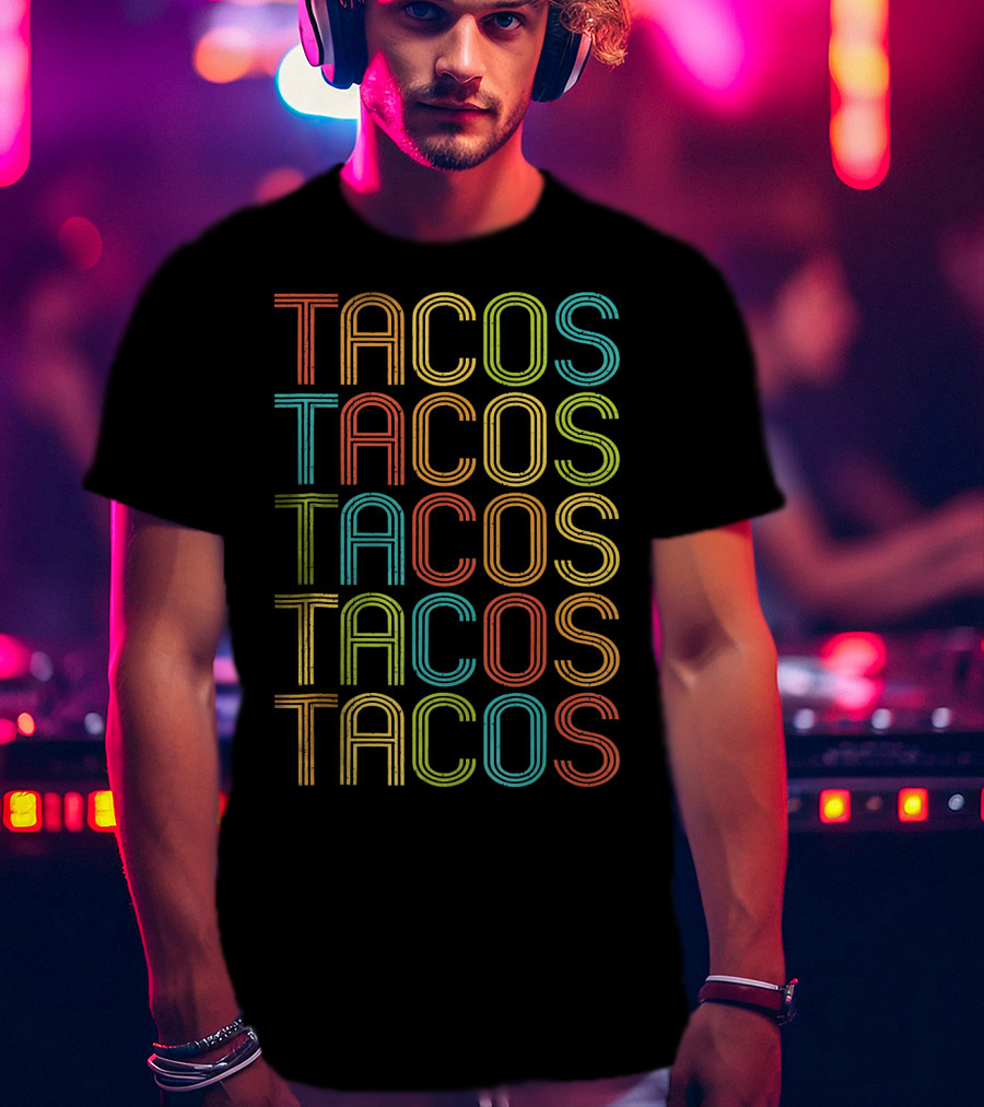 Vintage TACOS Rainbow Retro 70s T-Shirt
