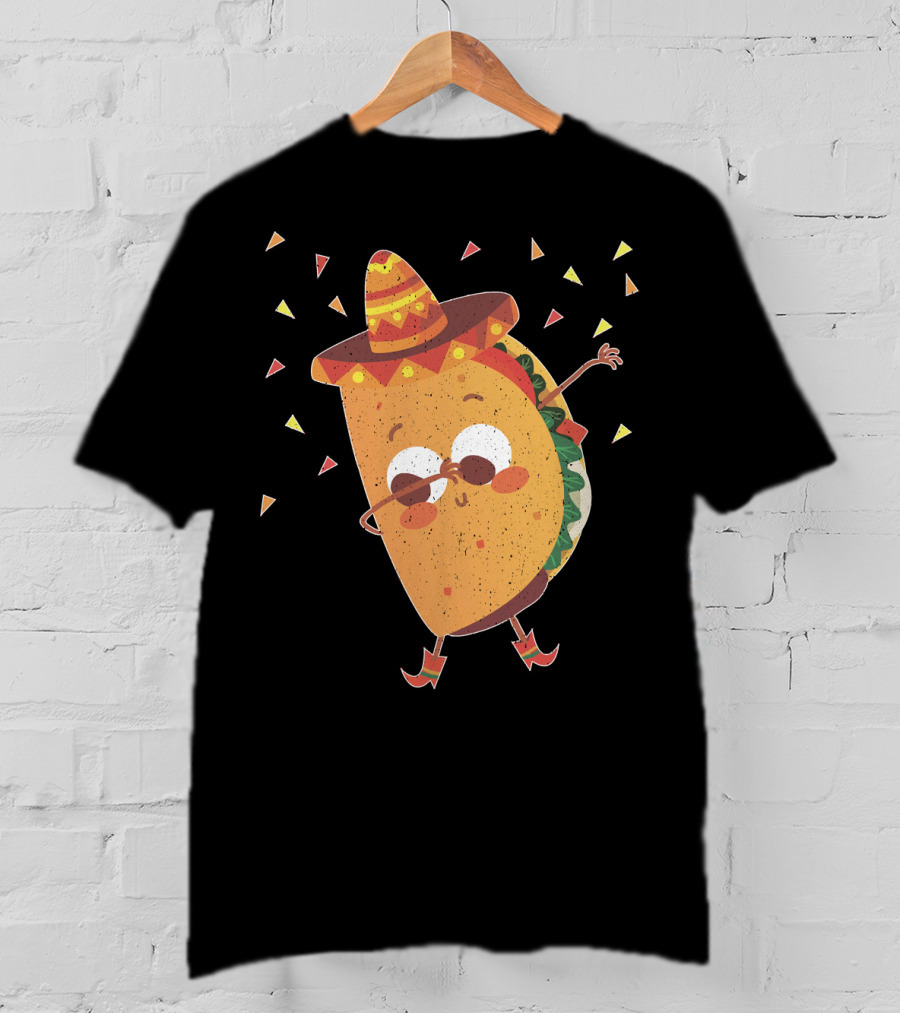 Funny Mexican Dabbing Taco Sombrero Party T-Shirt