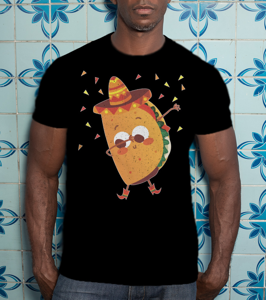 Funny Mexican Dabbing Taco Sombrero Party T-Shirt