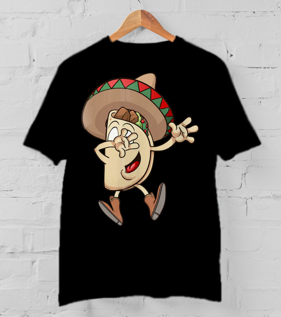 Taco Dance Funny Sombrero Wearin' Animated Taco Character T-Shirt