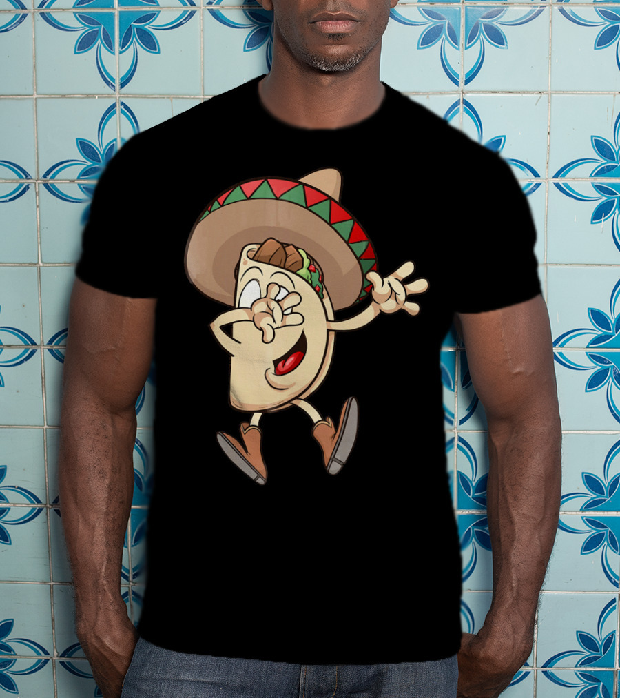 Taco Dance Funny Sombrero Wearin' Animated Taco Character T-Shirt