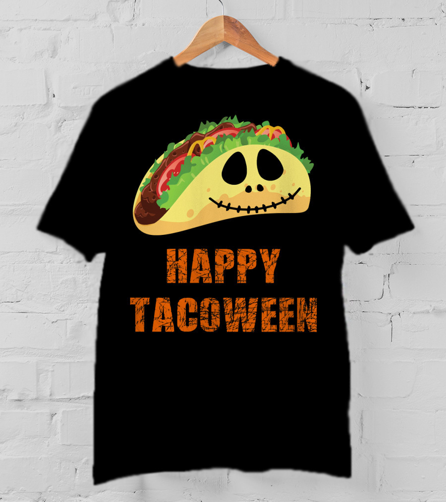Happy Tacoween Halloween Taco Skeleton Face T-Shirt