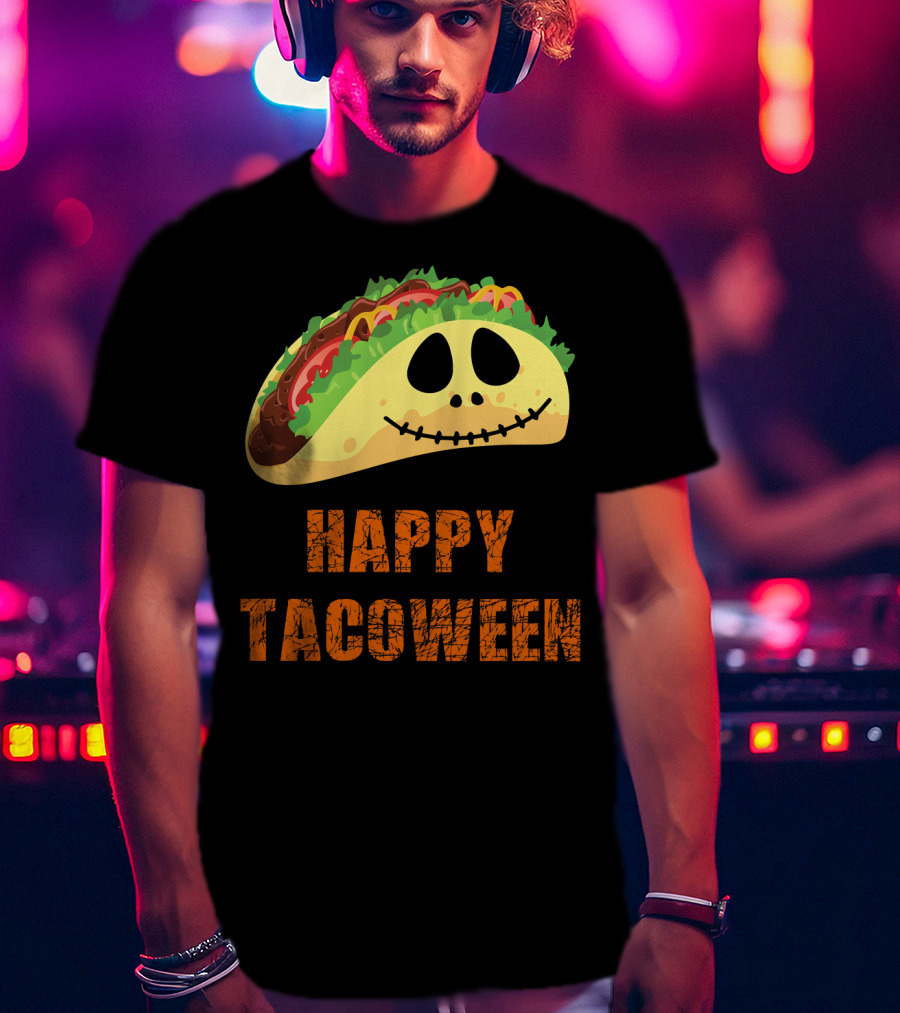 Happy Tacoween Halloween Taco Skeleton Face T-Shirt