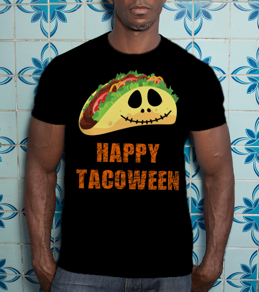 Happy Tacoween Halloween Taco Skeleton Face T-Shirt
