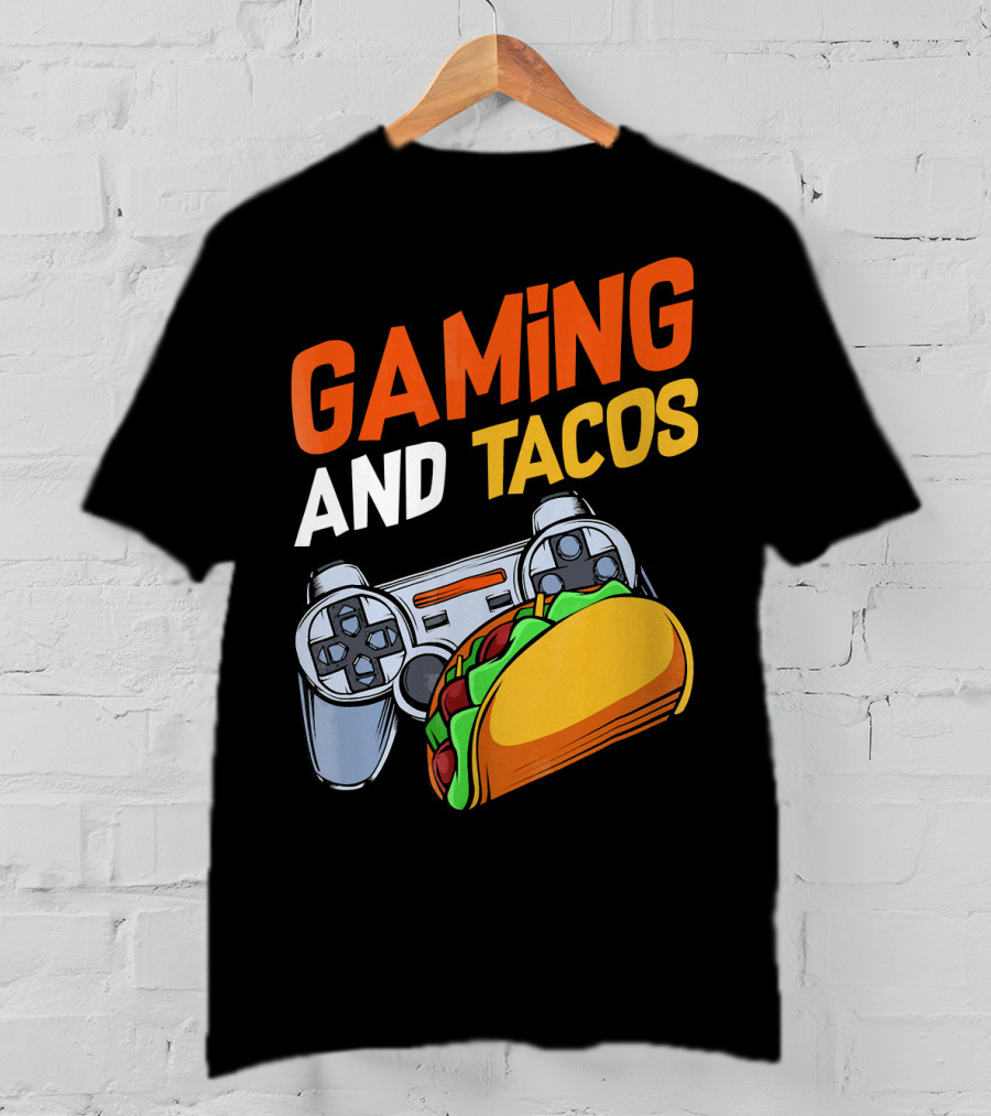 Gaming And Tacos Food Gaming Controller Fun T-Shirt