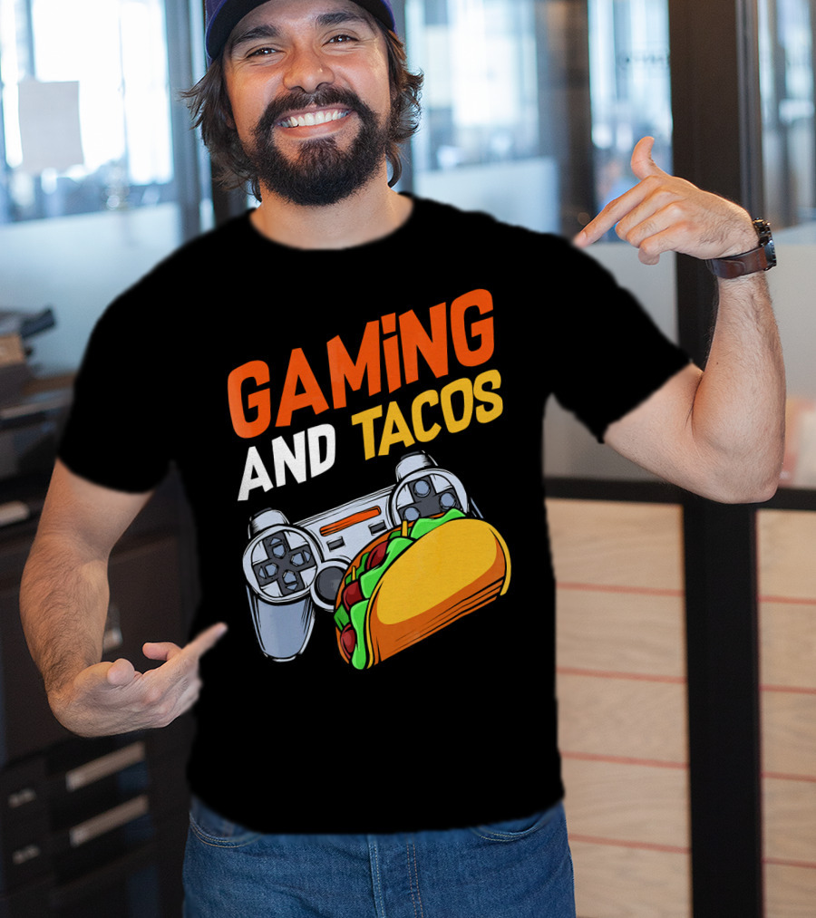 Gaming And Tacos Food Gaming Controller Fun T-Shirt