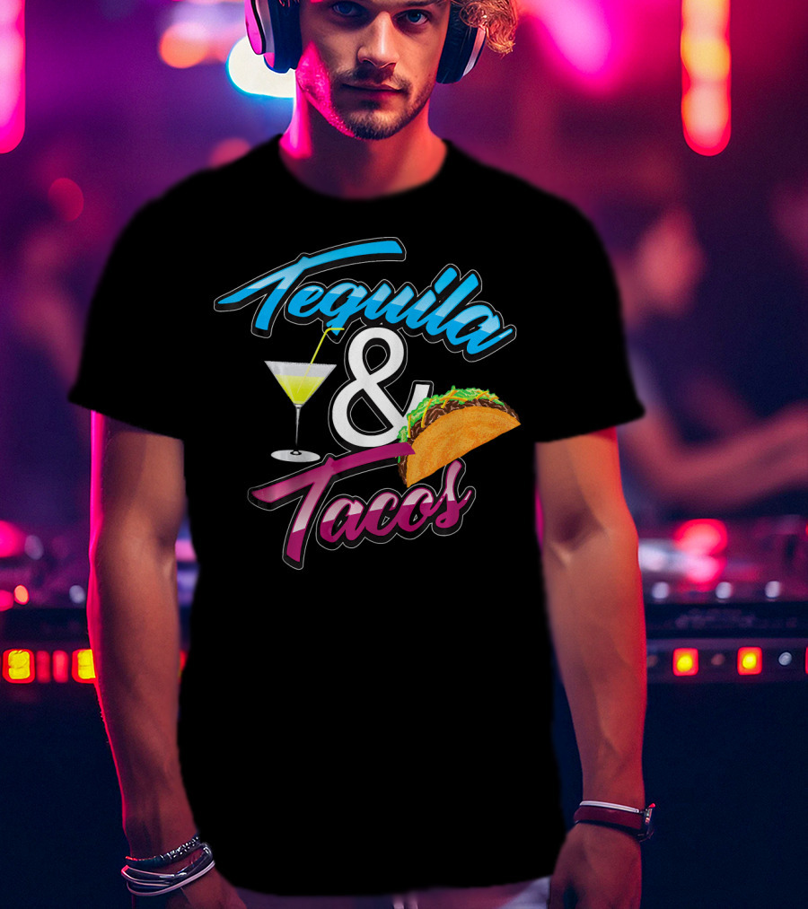 Tequila And Tacos Cute Mexican Food Martini Glass Taco T-Shirt