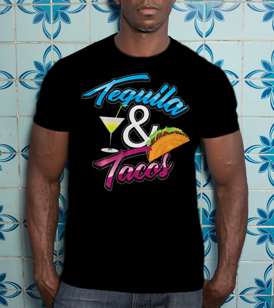 Tequila And Tacos Cute Mexican Food Martini Glass Taco T-Shirt