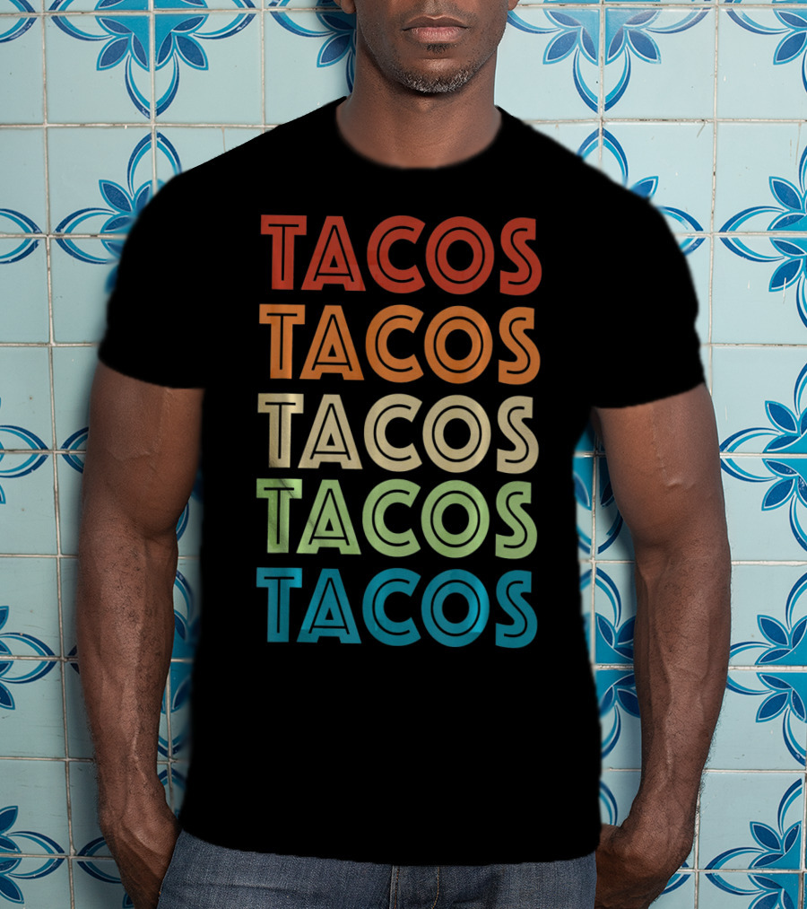 Vintage Tacos Cinco De Mayo Colorful Typography T-Shirt
