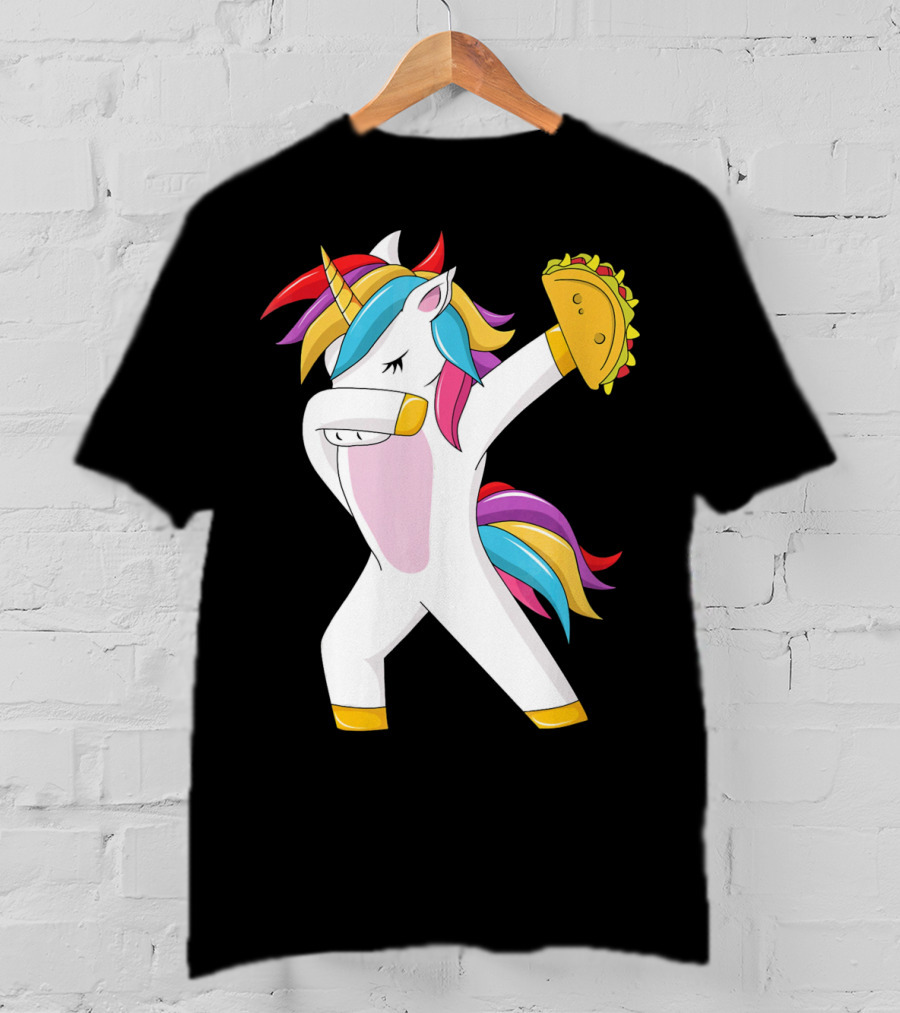 Taco Unicorn Dabbing Dab Funny Cinco De Mayo Rainbow T-Shirt