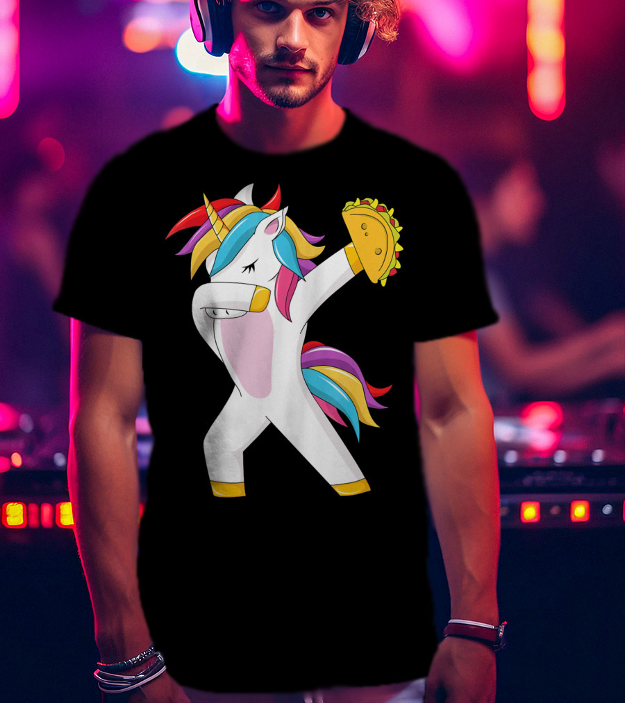 Taco Unicorn Dabbing Dab Funny Cinco De Mayo Rainbow T-Shirt